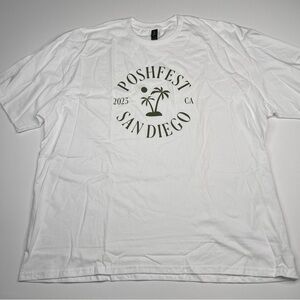 Poshmark Poshfest San Diego Tee Tshirt White Olive Green Lettering Swag 3X New